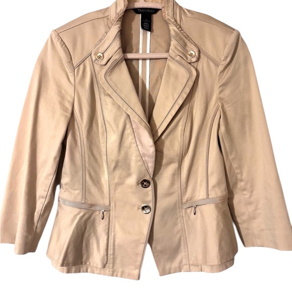 White House Black Market Beige Tan Women's Jacket Blazer Sz 6 Like New - Picture 3 of 15